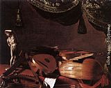 Still-Life with Musical Instruments and a Small Classical Statue by Evaristo Baschenis